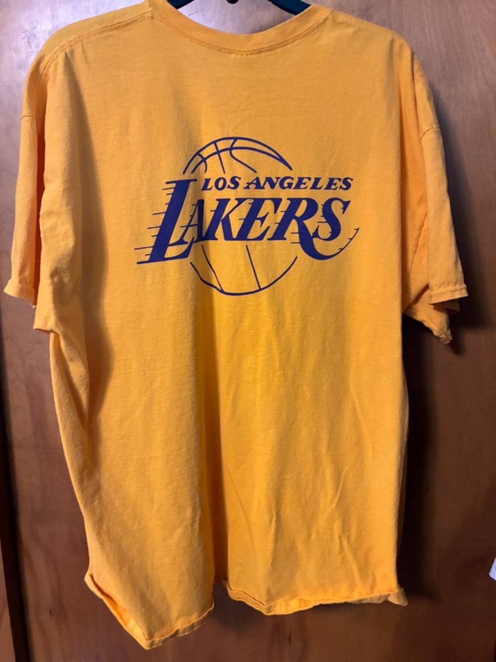 Gildan Los Angeles Lakers Yellow Short Sleeve Tee with Purple Logo